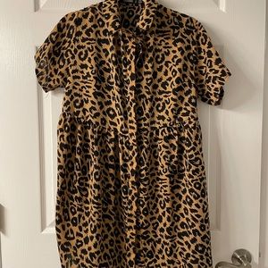 Cheetah print button down dress